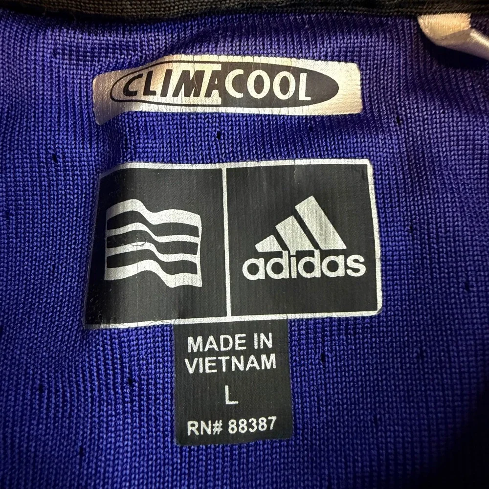 Adidas ClimaCool Mens Large Polo Shirt Blue Green Striped Golf Athletic Top